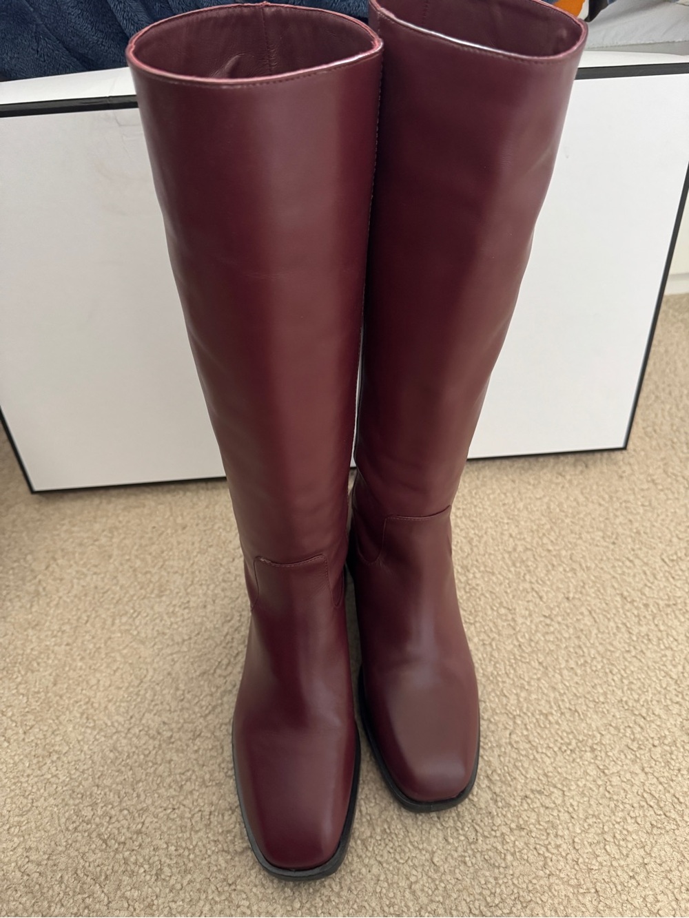 Larroude Women's Tall Riding Boots - Burgundy - Picture 4 of 12